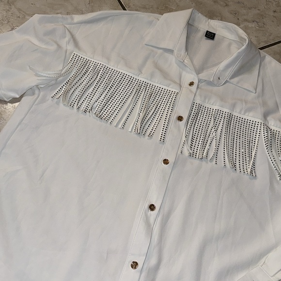 White Cowboy Button Up Shirt - Picture 2 of 5